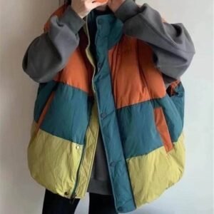 Loose Plus Size Down Vest Women's Color Matching Winter New