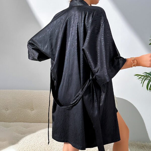 V-neck Long Slip Nightdress Two-piece Set Simple Artificial Silk - Image 4