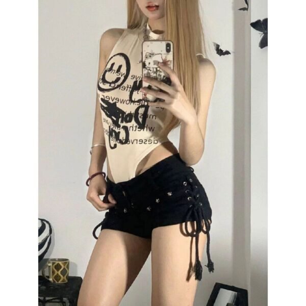 American Vibe Retro Tight Black Denim Shorts Women - Image 8