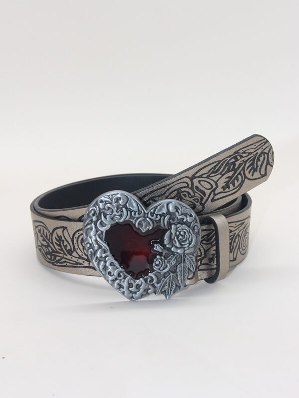 Vintage Punk Style Retro Embossing Love Belt Y2g - Image 6