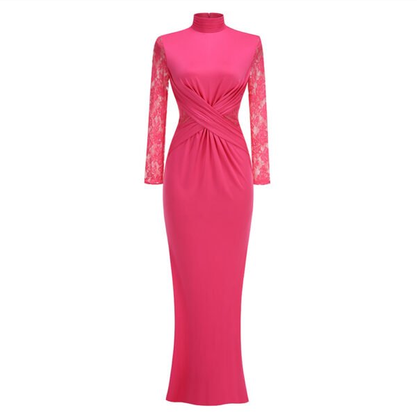 Vintage Lace Pleated Waist Tight Dress - Image 3