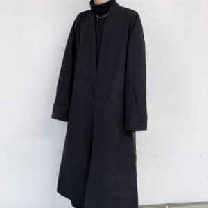Japanese Minority Gorgeous Splicing Men's Domineering Personalized Elegant Mid-length Windbreaker Without Buckle