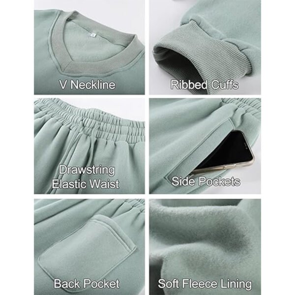 Women's V-neck Long-sleeved Midriff Outfit Sweatshirt Lace-up Sports Trousers - Image 3