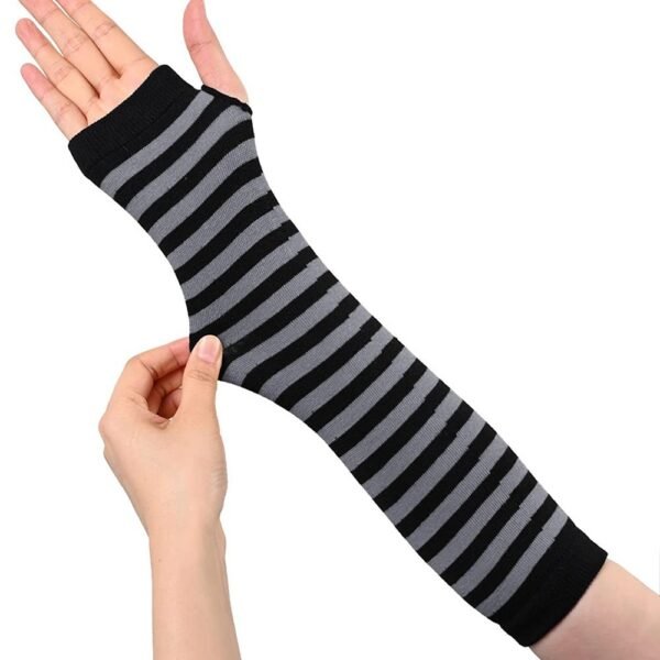 Fingerless Oversleeve Dark Lolita Striped Cross Long Cosplay Oversleeve Sheath - Image 3