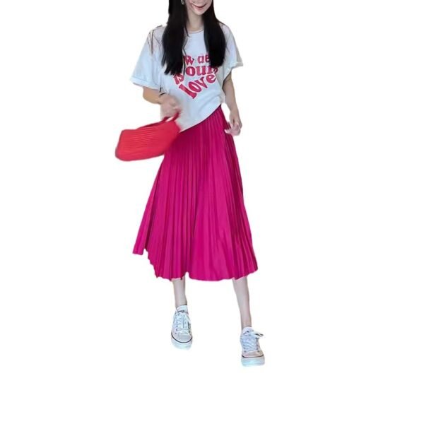 Classic Simple Multicolor Pleated Skirt High Waist Slimming - Image 5