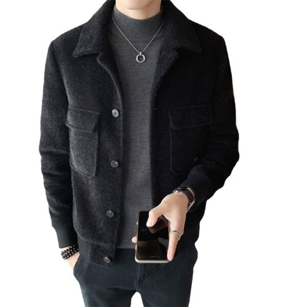 Golden Mink Velvet Lapel Fur Coat - Image 2