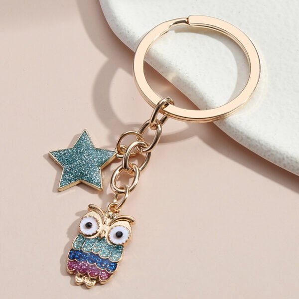 Hot Selling Dripping Oil Alloy Colorful Owl Ladybug Dark Flower Ghost Face Keychain Bag Ornaments - Image 10