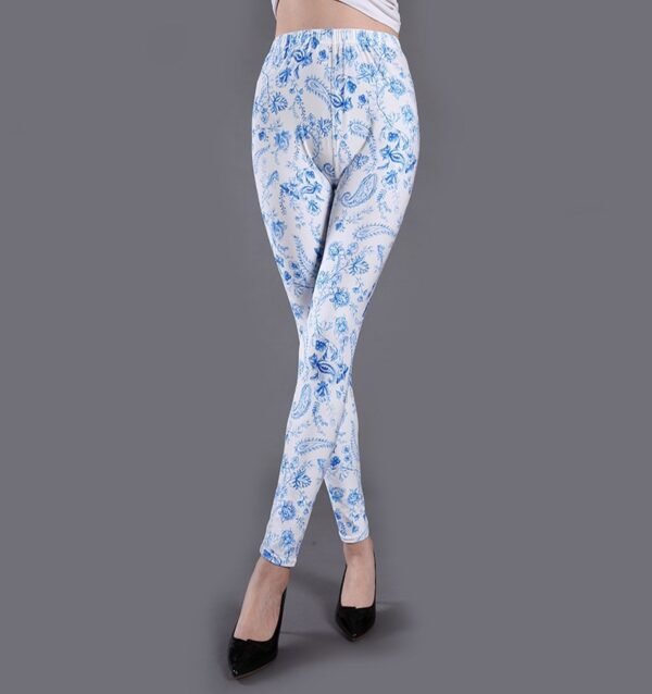 Spring And Summer Milk Silk Printed Leggings For Women - Image 4