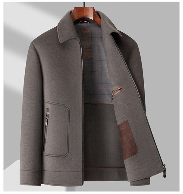 Casual Detachable White Duck Down Liner Lapel Pure Wool Jacket - Image 2