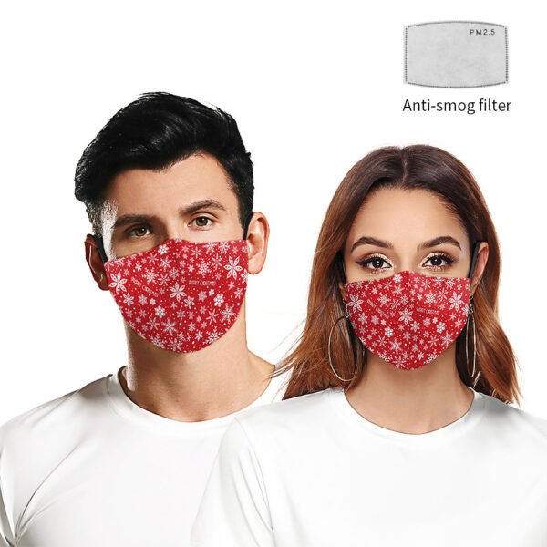 Snowflake Christmas Red Digital Printing Double-layer Dust Mask - Image 2