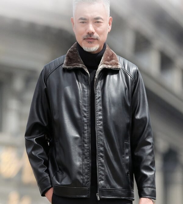 Winter Middle Aged Men PU Wallet Jacket - Image 5