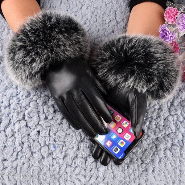 Women's Sheepskin Fleece-lined Warm Gloves - Image 2
