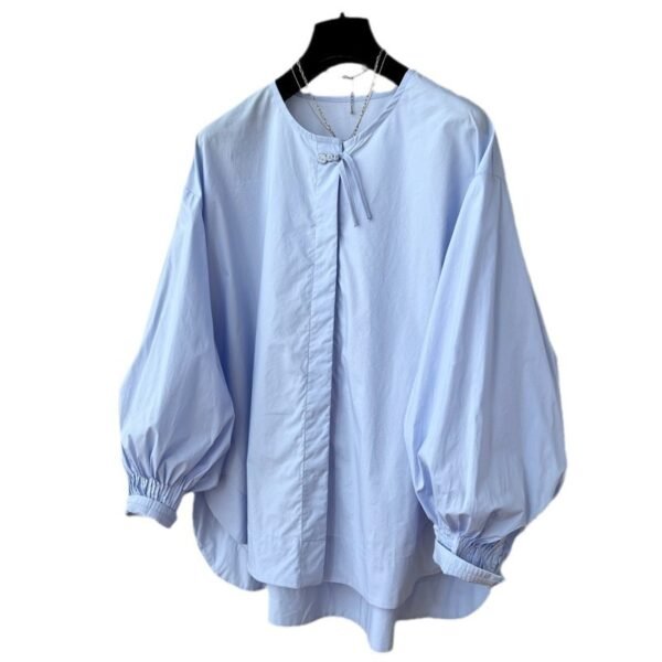 Tassel Pleated Sleeve Shirt Women's Loose Top - Image 5