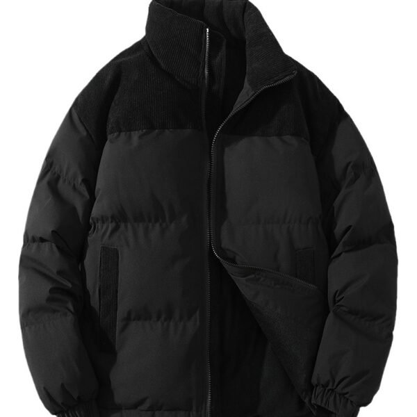 Contrast Color Fashion Loose Cotton Padded Jacket - Image 2