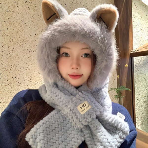 Autumn And Winter Cute Furry Fox Ear Hat - Image 4