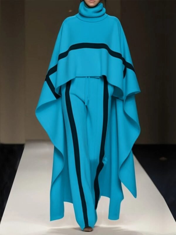 Plus Size Loose Shawl Women's Cloak Turtleneck Suit - Image 7