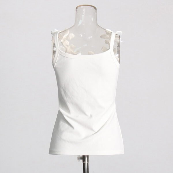 Casual Outdoor Women's Elegant Stitching Three-dimensional Flower Design Sling Top - Image 3