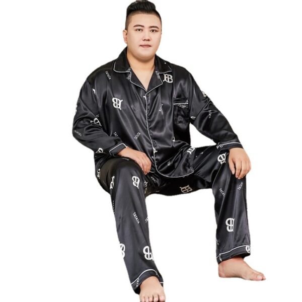 Cut Flower Fat Men's Pajamas Extra Ice Silk - Image 3