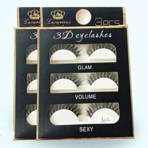 3 pairs of handmade A02 false eyelashes black stems natural slim realistic false eyelashes clustered