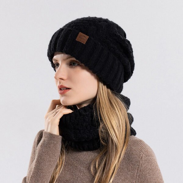 Women's Hat Scarf Set Outdoor Cold-proof Warm Knitted Hat Earmuffs - Image 7