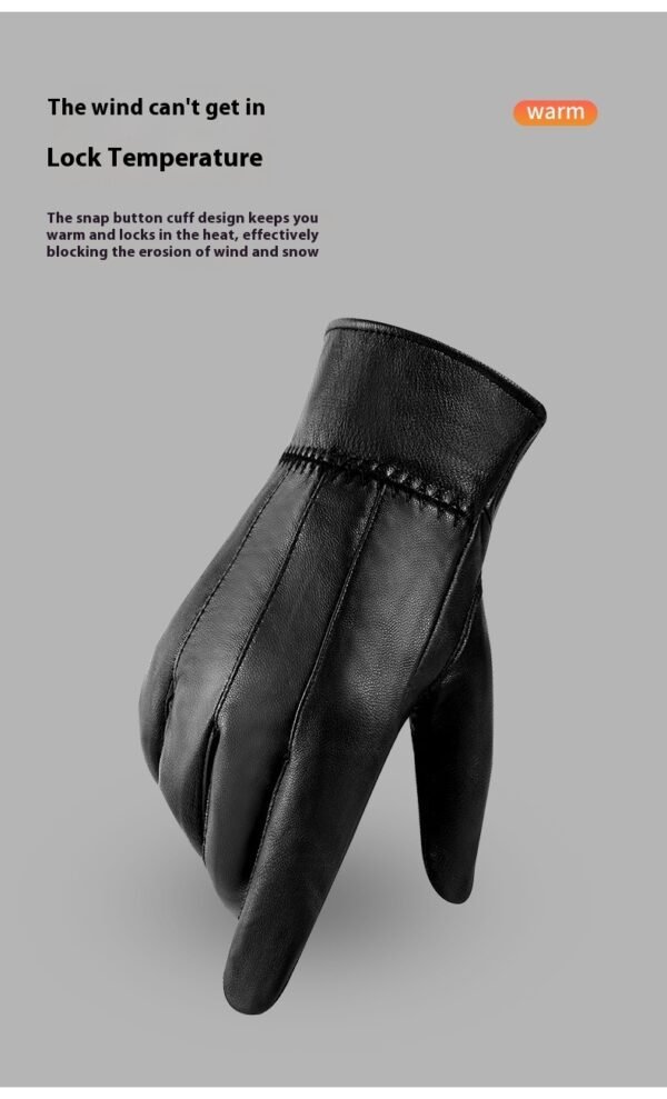 Genuine Leather Gloves For Men Women Fleece Lined Padded Warm Keeping Sheepskin Gloves - Image 10