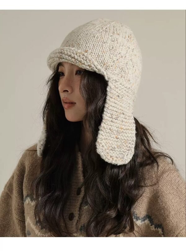 Retro Face-looking Small Mixed Color Woven Knitted Earmuffs Hat - Image 7