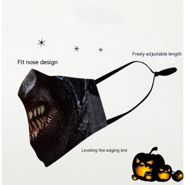 Halloween Digital Printing Funny Horror Face Double Layer Dust Mask - Image 3