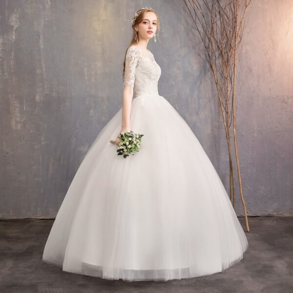 Slim Mid-sleeve Plus Size Photo Studio Wedding Dress - Image 4