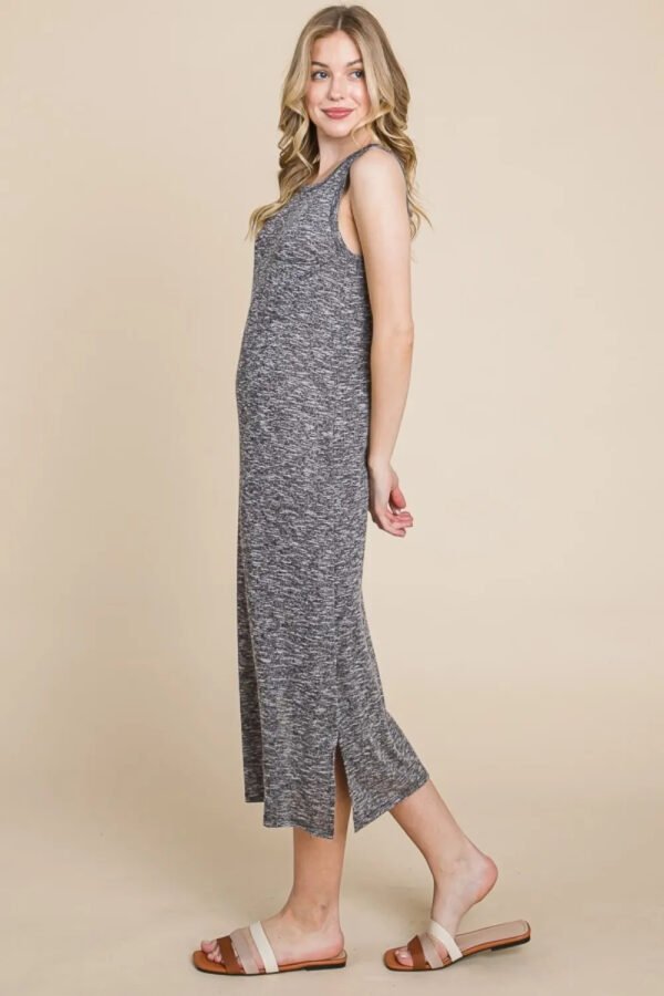 BOMBOM Round Neck Slit Midi Tank Dress - Image 4