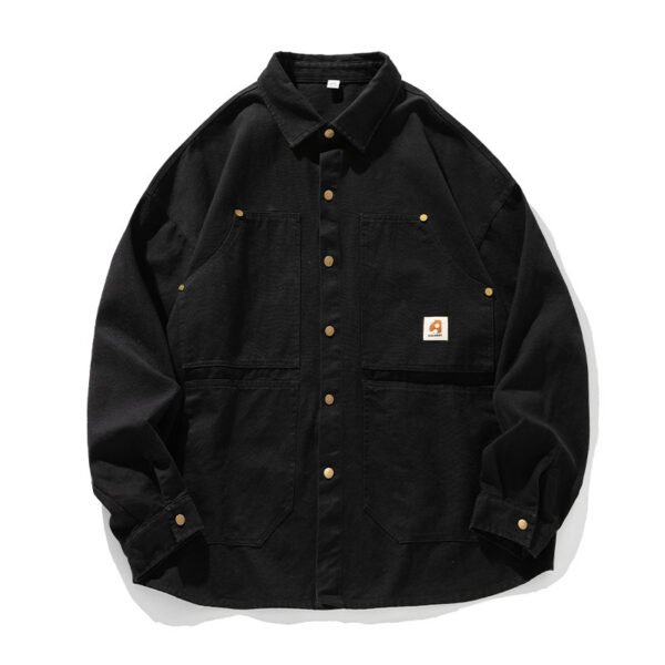 Washed American Retro Cotton Long-sleeved Shirt - Image 5