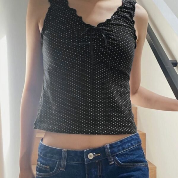 Women's Polka Dot Inner Knitted Sleeveless Top - Image 2