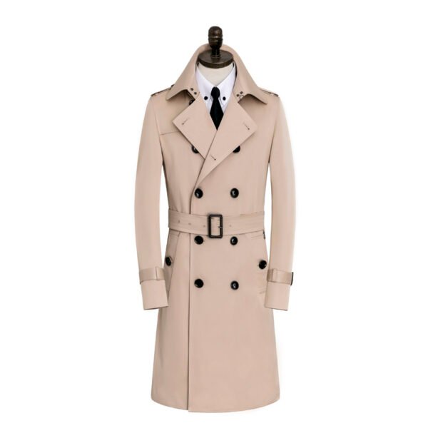 Men's Windbreaker Long Slim Autumn And Winter Coat Waterproof Leisure Medium Length - Image 3
