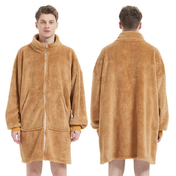 Men's Camel Fleece Zipper Cardigan Nightgown - Image 4