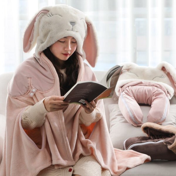 Multifunctional Cartoon Hooded U-shape Pillow Neck Pillow Office Nap Shawl - Image 6