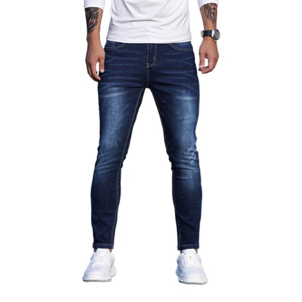 Men's Blue Stretch Skinny Denim Pants - Image 6