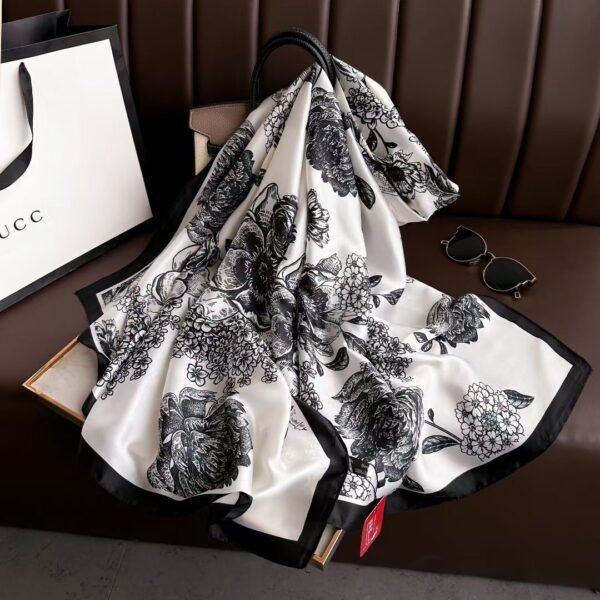 Spring And Summer New Silk Satin Sunscreen Scarf - Image 3