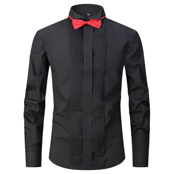 Solid Color Slim-fit Cotton Men's Long-sleeved Shirt - Image 5