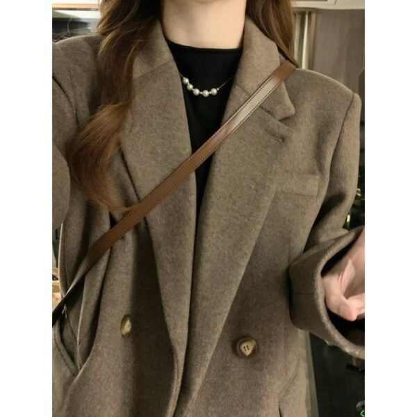 Retro Small Loose Thick Woolen Coat - Image 5