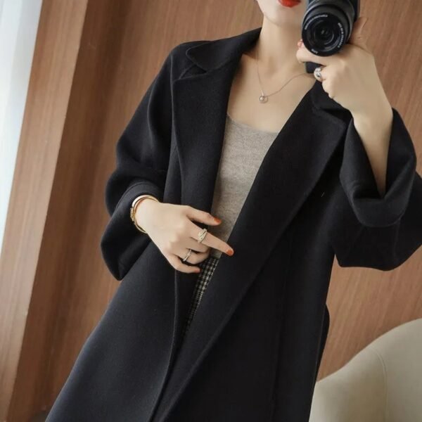 Double-sided Wool Overcoat Women's Long Below The Knee Loose Plus Size - Image 4