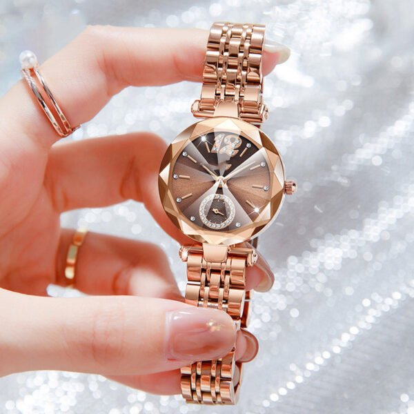 Women's Fashionable Multi-pronged Gradient Glass With Diamond Face Watch - Image 3