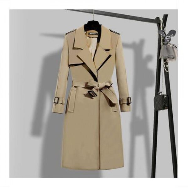 Elegant Slim-fit Slimming Waist Mid-length Trench Coat - Image 6