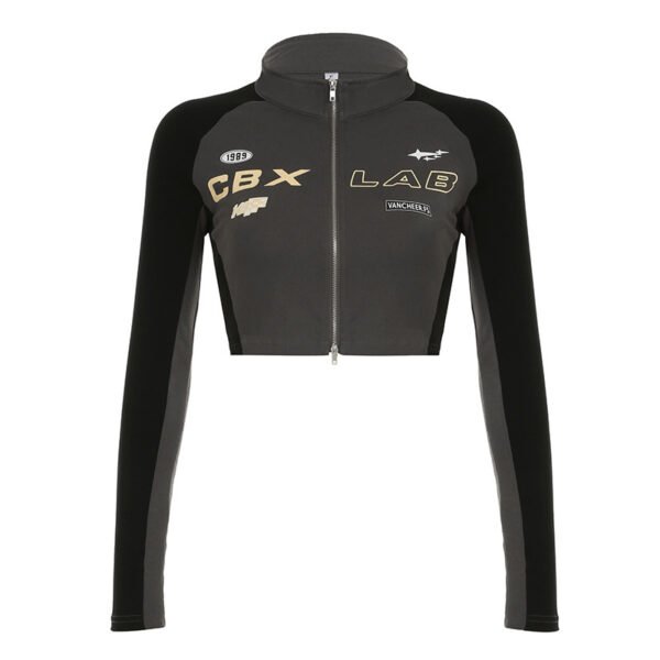 Long Sleeve Maillard Zipper Sweater Top - Image 5