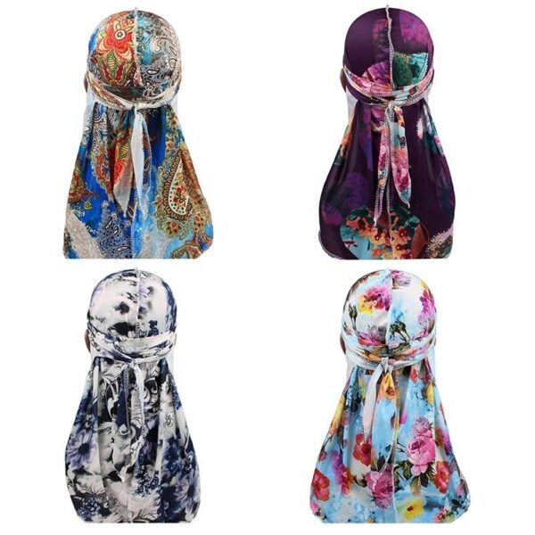 High elastic print long tail pirate hat - Image 4