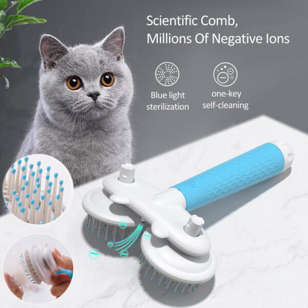 Double-Headed Pet Brush with Negative Ion & Self-Cleaning