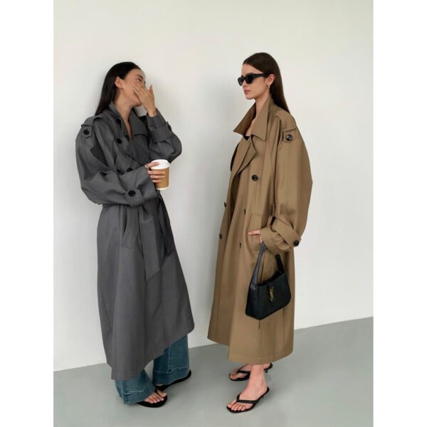 Large Lapel Double Breasted Mid-length Coat - Image 2