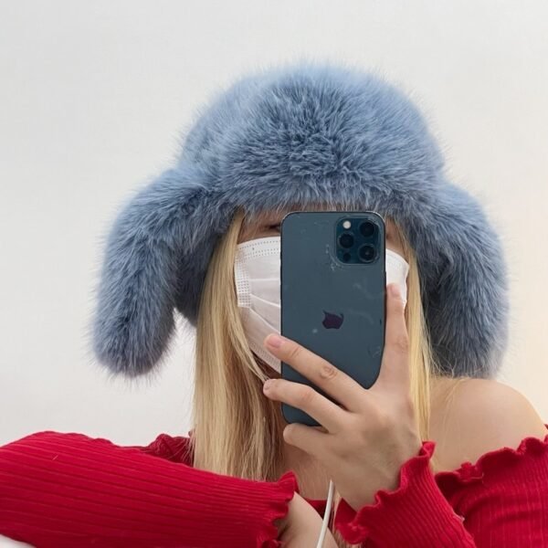 Blue Mink Velvet Ushanka Female Northeast Plush Bonnet - Image 4