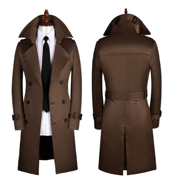 Long Double Breasted Spring And Autumn Slim British Business Coat - Image 5