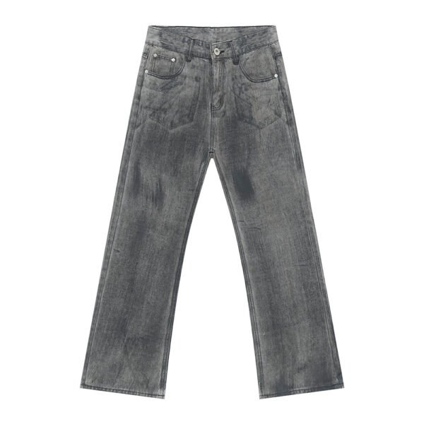 American-style Fashionable Black And Gray Washed Jeans - Image 6