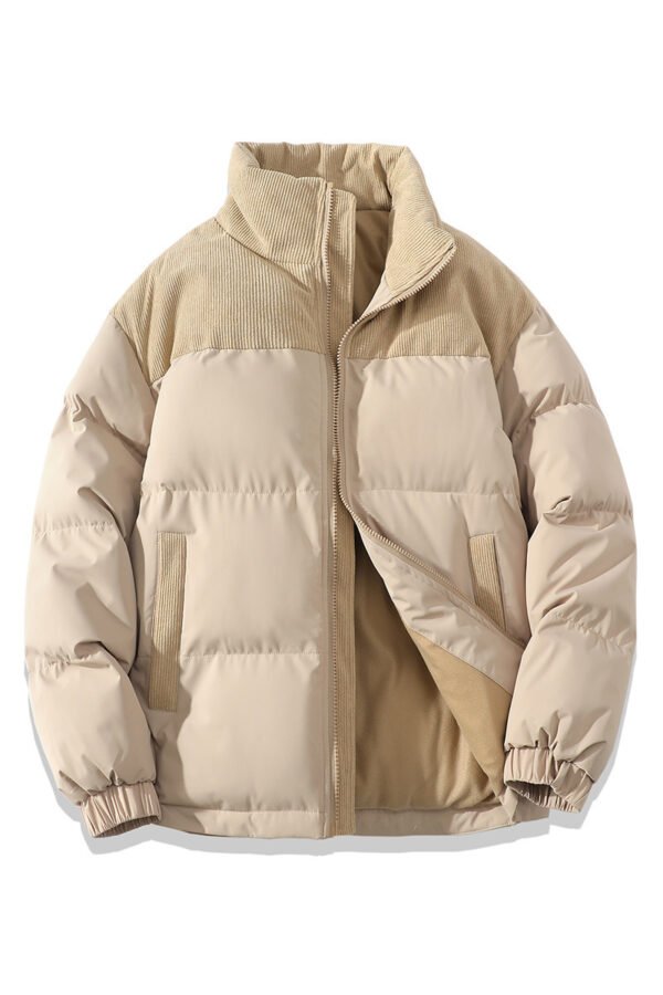 Contrast Color Fashion Loose Cotton Padded Jacket - Image 4