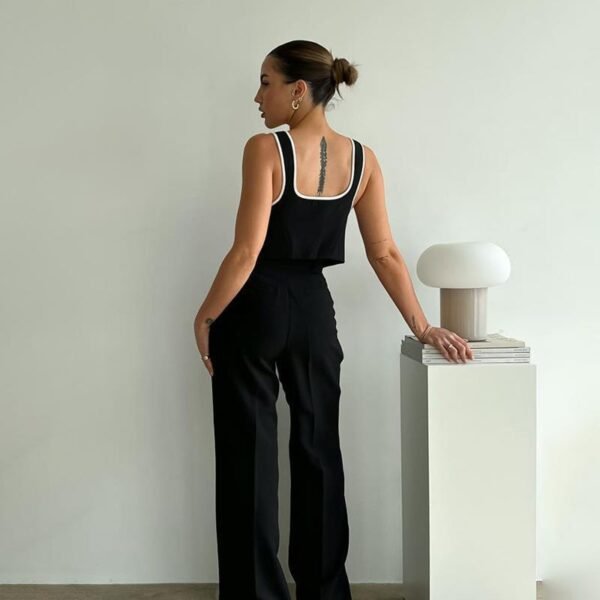 Pure Black Elegant Shoulder Strap Vest Design Beautiful Back - Image 4